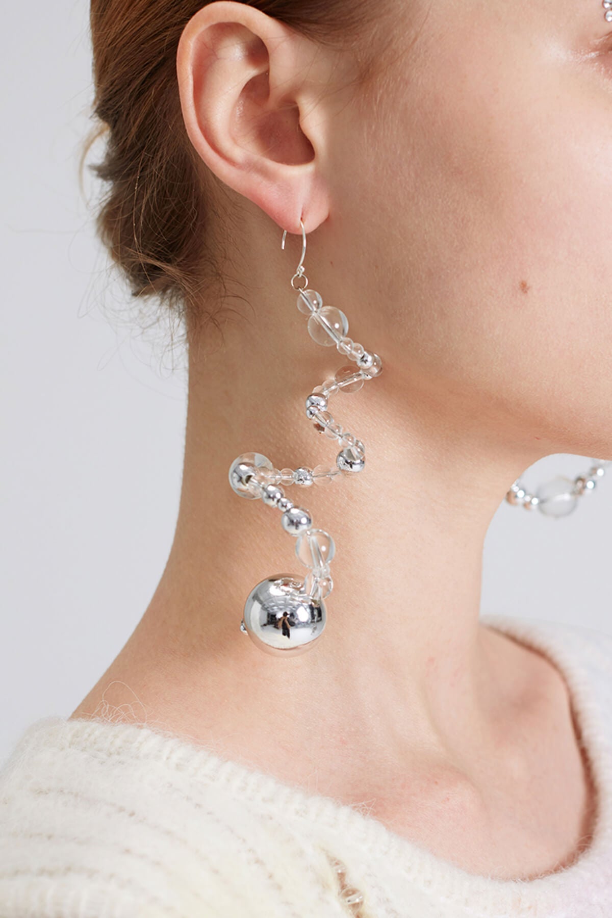 Bubble and Metallic Spiral Earring